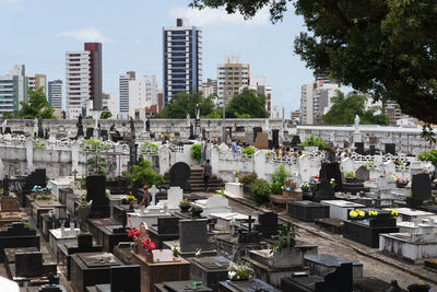 View of the campo santo cemetery on the day of the dead in the city of salvador, bahia.