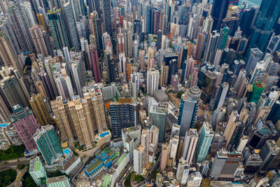 Aerial view of modern buildings in city