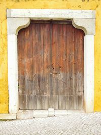 Closed door of old building