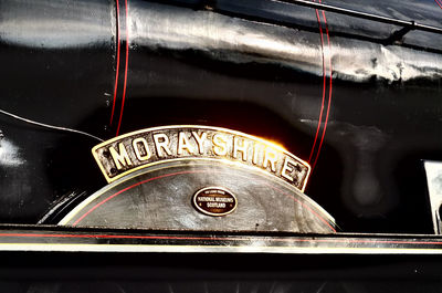 Close-up of abandoned train