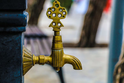 Close-up of metal faucet