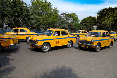 View of cabs on road