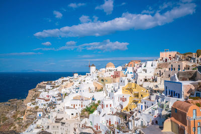 High angle view of buildings in city