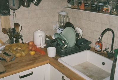 Various food on table at home