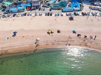 High angle view of people on beach