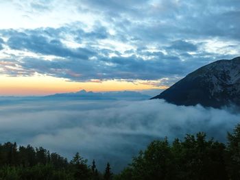 Scenic view of dramatic sky during sunset