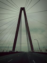 Low angle view of suspension bridge