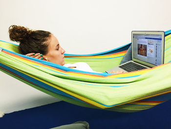 Close-up of woman standing in pond