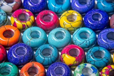 Full frame shot of multi colored ceramic beads