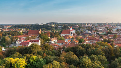 High angle view of townscape against sky