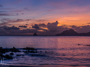 Scenic view of sea against sky during sunset