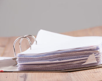 Close-up of books on table