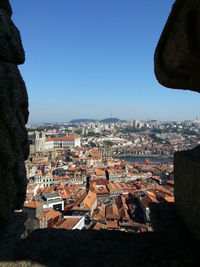 Cityscape against blue sky