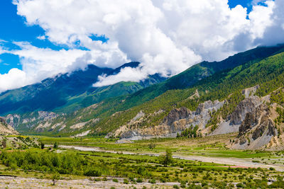 Scenic view of mountains against sky