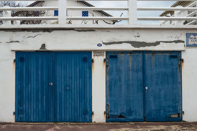 Closed door of building