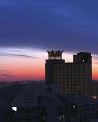 Buildings at sunset