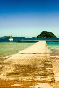 Scenic view of sea against clear sky