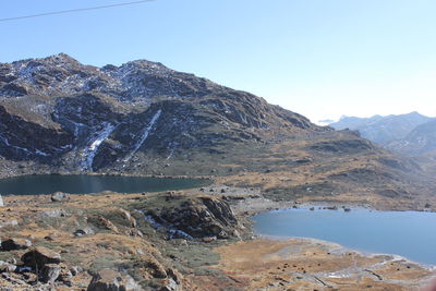 Scenic view of mountains against clear sky