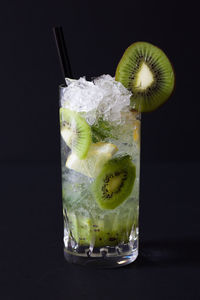 Close-up of cocktail against black background