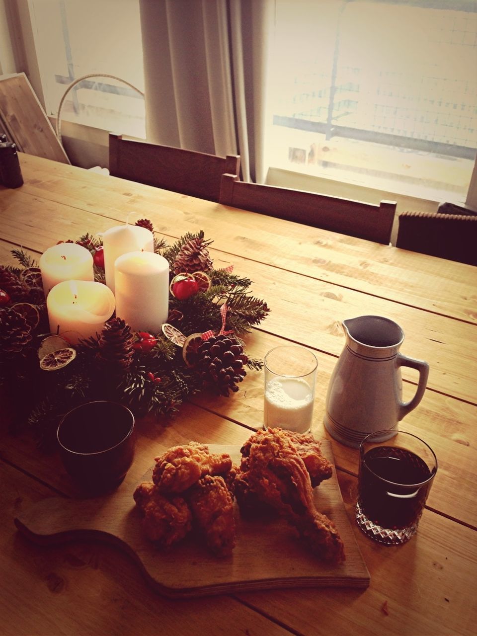 indoors, table, food and drink, drink, still life, freshness, home interior, coffee cup, chair, dining table, plate, restaurant, drinking glass, refreshment, food, coffee - drink, high angle view, vase, absence, glass - material