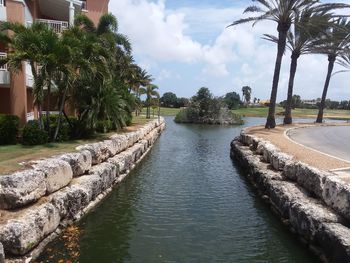 Panoramic view of swimming pool against sky