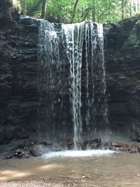 View of waterfall in forest