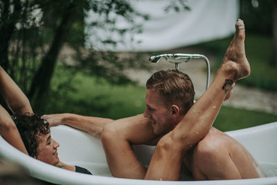 Young man in swimming pool