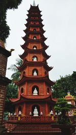 Low angle view of pagoda against sky