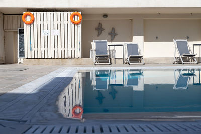 View of swimming pool against building