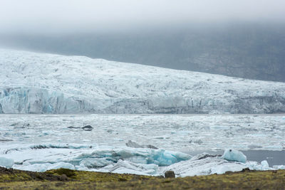 Floating icebergs at fjallsarlon glacier, iceland