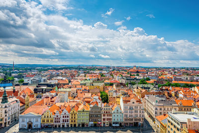 High angle view of townscape against sky