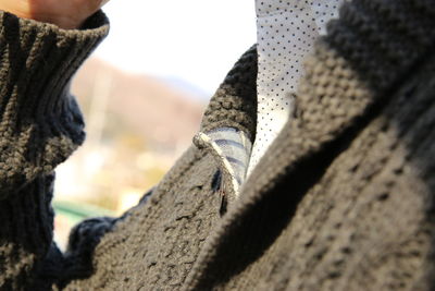 Close-up of knitted jacket