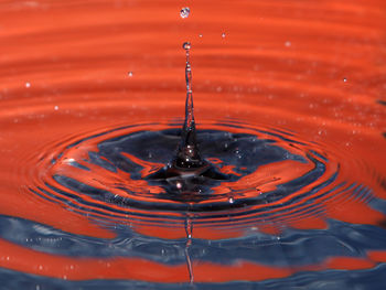 Close-up of drop splashing in water