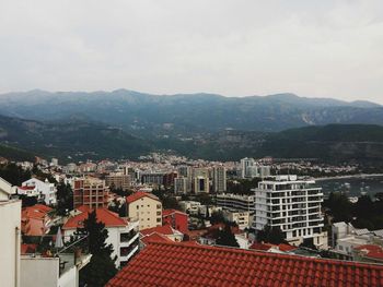 High angle view of cityscape against sky