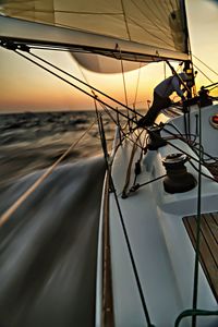 Cropped image of boat in sea