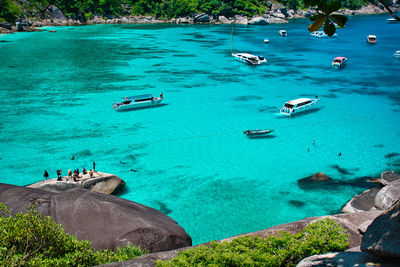 High angle view of people on beach