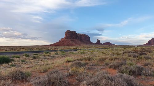 Scenic view of land against sky