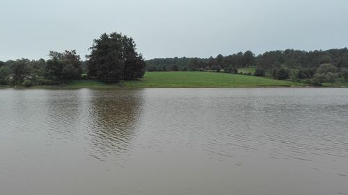 Scenic view of lake against clear sky