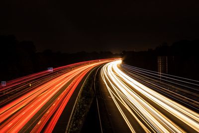 Light trails on highway at night