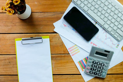 High angle view of laptop on table