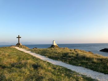 Scenic view of sea against clear sky