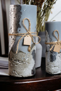 Close-up of christmas decorations on table