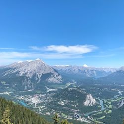 High angle view of snowcapped mountains against sky