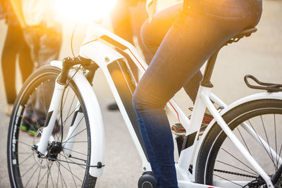 Close-up of bicycle parked on street