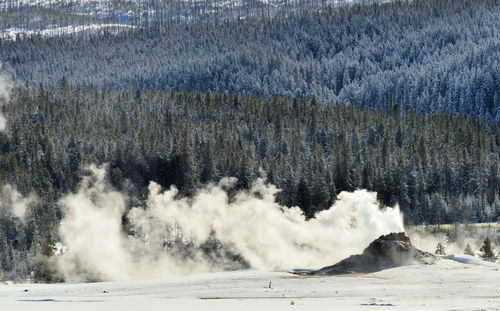 Scenic view of snow covered land