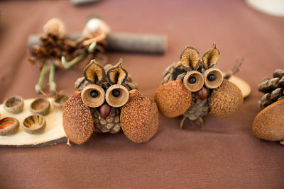 Close-up of handmade souvenirs