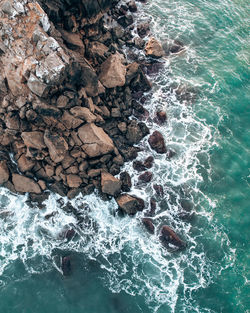 Aerial view of sea waves