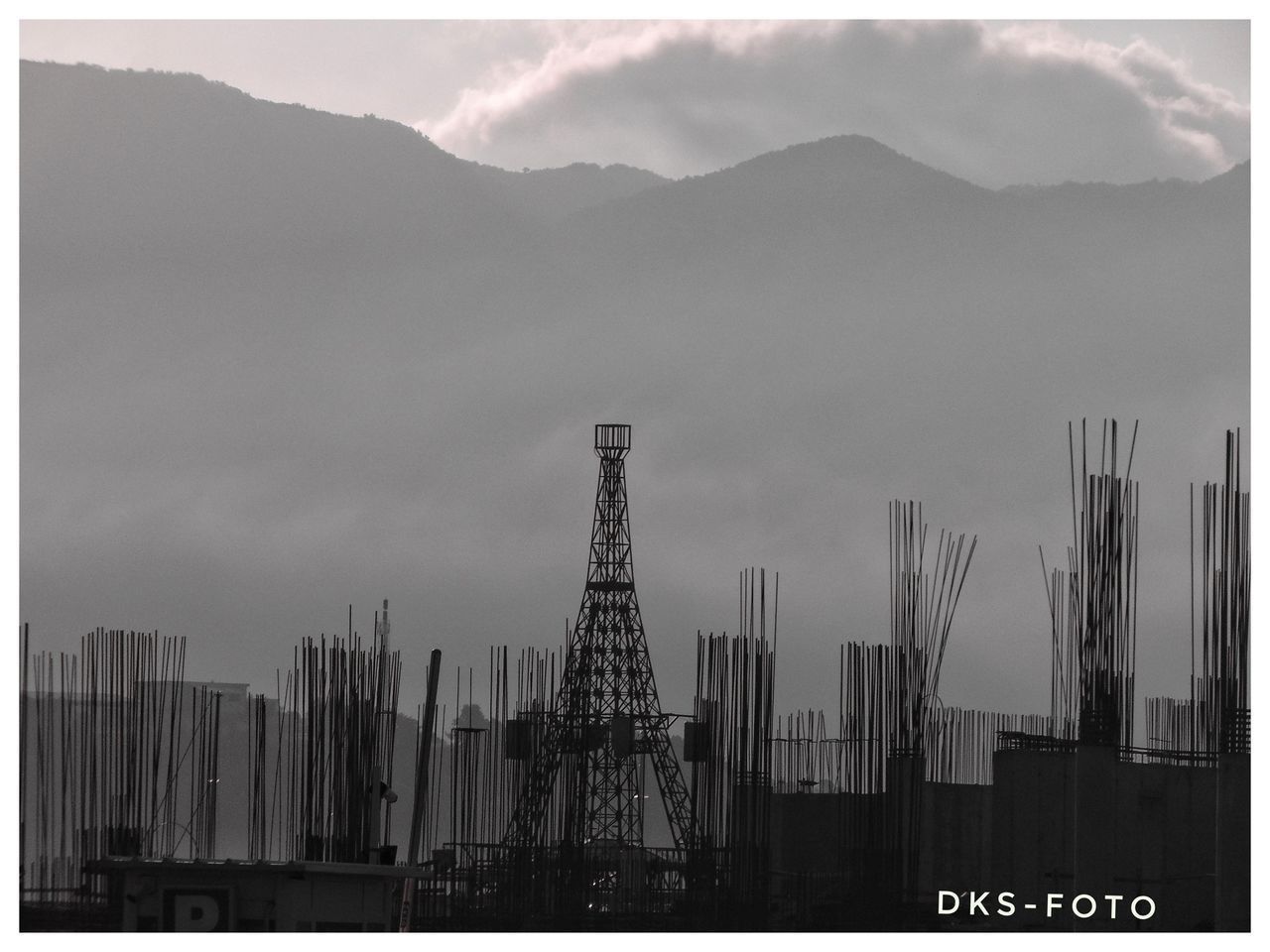 PANORAMIC VIEW OF CRANES AGAINST SKY