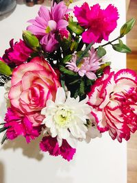 Close-up of pink flowers on vase