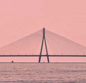 View of suspension bridge against sky during sunset